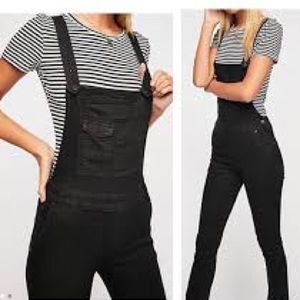 Fitted Black Jean Overalls